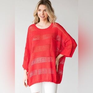 JODIFL Vibrant Red Knit Tunic
